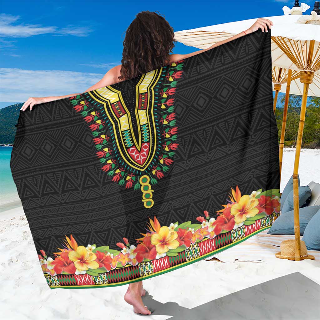 Hibiscus Mix Dashiki African Pattern Sarong Adinkra Symbol - Wonder Print Shop