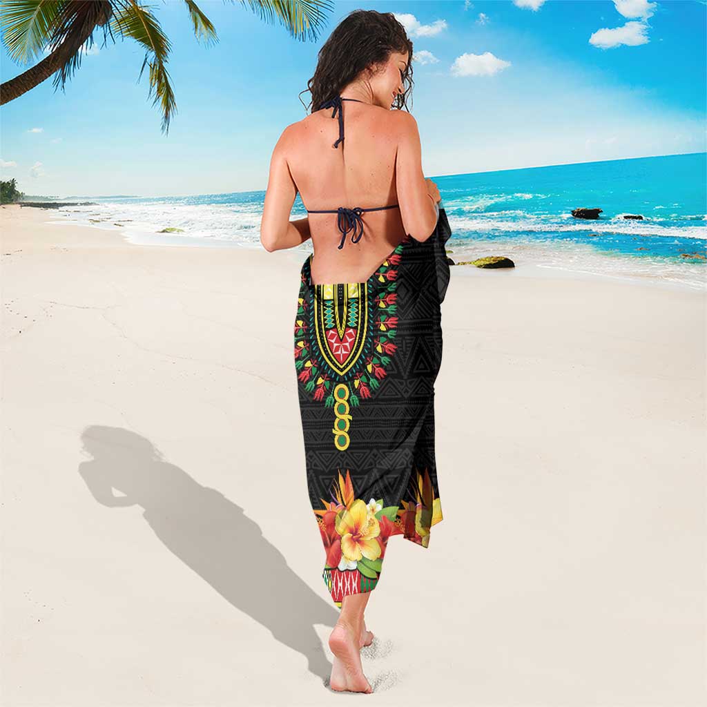 Hibiscus Mix Dashiki African Pattern Sarong Adinkra Symbol - Wonder Print Shop