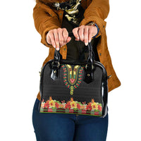 Hibiscus Mix Dashiki African Pattern Shoulder Handbag Adinkra Symbol - Wonder Print Shop
