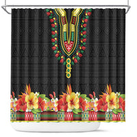 Hibiscus Mix Dashiki African Pattern Shower Curtain Adinkra Symbol - Wonder Print Shop