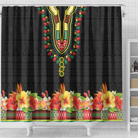 Hibiscus Mix Dashiki African Pattern Shower Curtain Adinkra Symbol - Wonder Print Shop