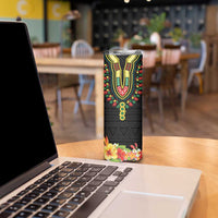 Personalized Hibiscus Mix Dashiki African Pattern Skinny Tumbler Adinkra Symbol - Wonder Print Shop