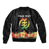 Personalized Hibiscus Mix Dashiki African Pattern Sleeve Zip Bomber Jacket Adinkra Symbol - Wonder Print Shop