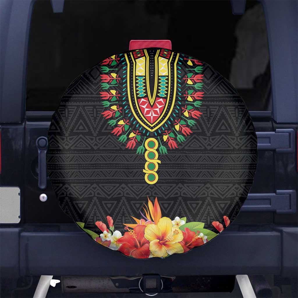 Hibiscus Mix Dashiki African Pattern Spare Tire Cover Adinkra Symbol - Wonder Print Shop