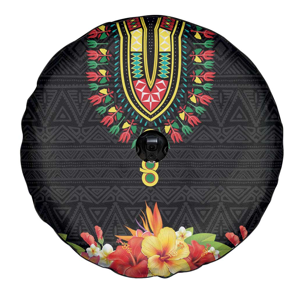 Hibiscus Mix Dashiki African Pattern Spare Tire Cover Adinkra Symbol - Wonder Print Shop