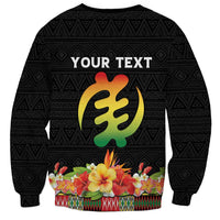 Personalized Hibiscus Mix Dashiki African Pattern Sweatshirt Adinkra Symbol - Wonder Print Shop