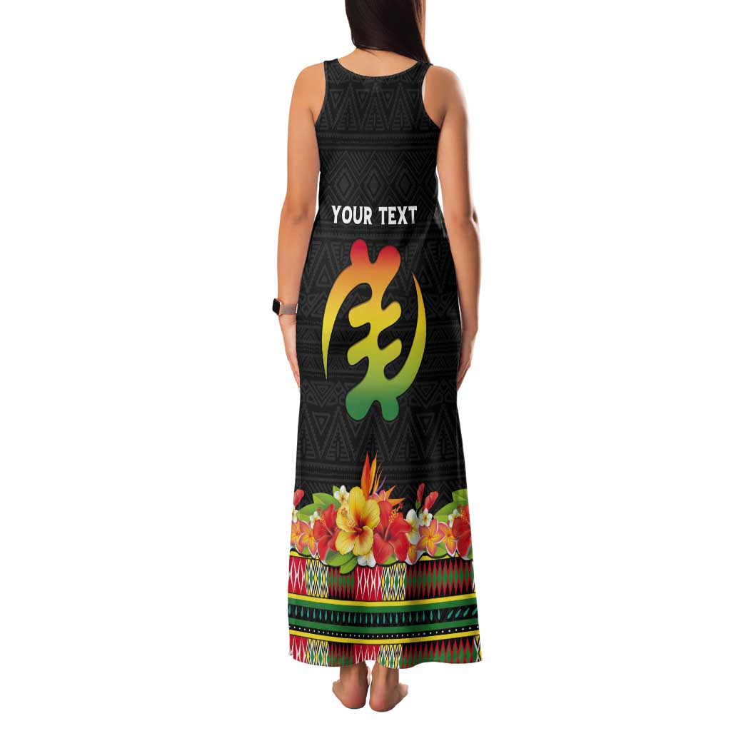 Personalized Hibiscus Mix Dashiki African Pattern Tank Maxi Dress Adinkra Symbol - Wonder Print Shop