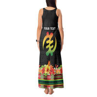 Personalized Hibiscus Mix Dashiki African Pattern Tank Maxi Dress Adinkra Symbol - Wonder Print Shop