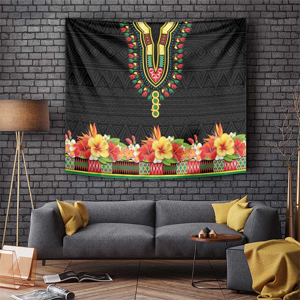 Hibiscus Mix Dashiki African Pattern Tapestry Adinkra Symbol - Wonder Print Shop