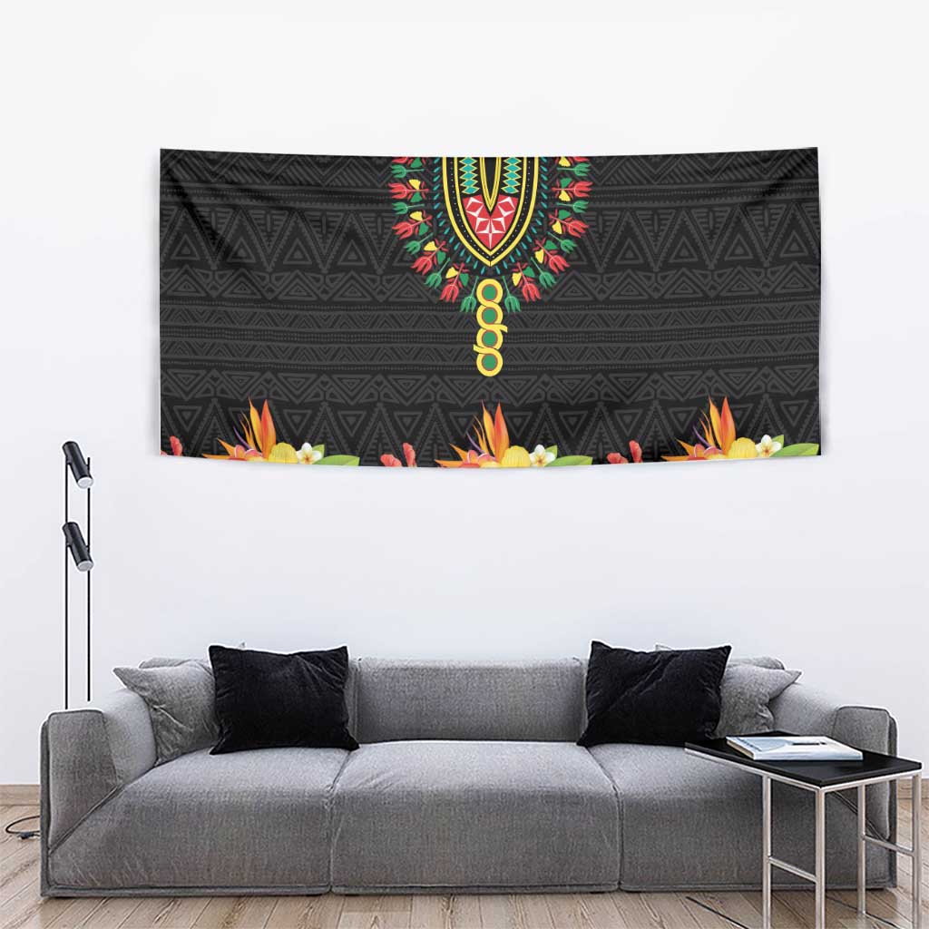 Hibiscus Mix Dashiki African Pattern Tapestry Adinkra Symbol - Wonder Print Shop