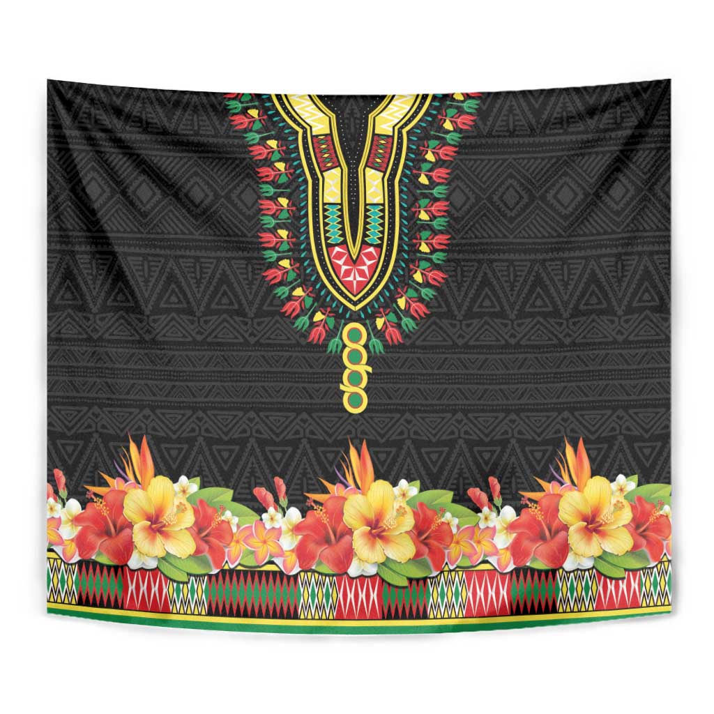 Hibiscus Mix Dashiki African Pattern Tapestry Adinkra Symbol - Wonder Print Shop