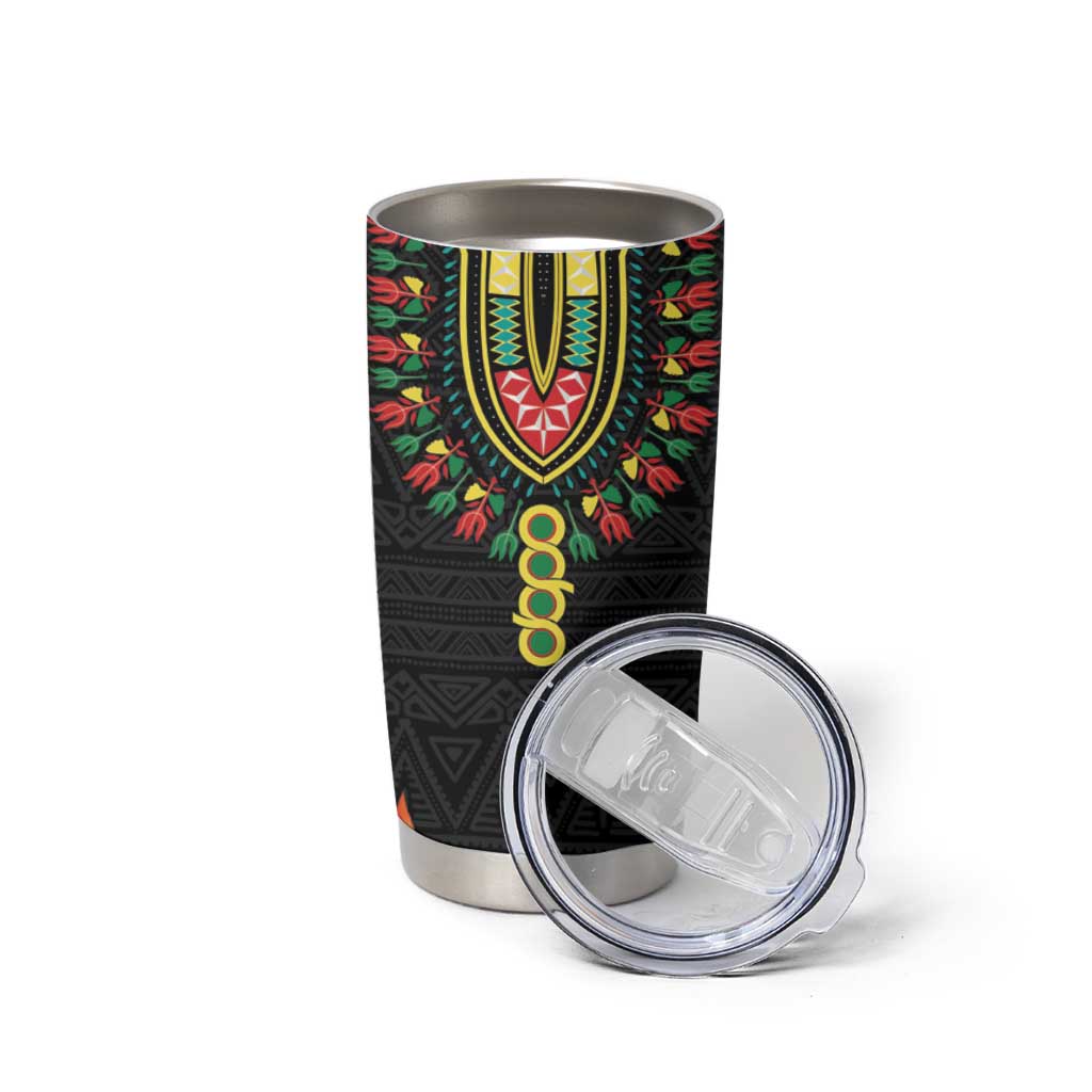Personalized Hibiscus Mix Dashiki African Pattern Tumbler Cup Adinkra Symbol - Wonder Print Shop