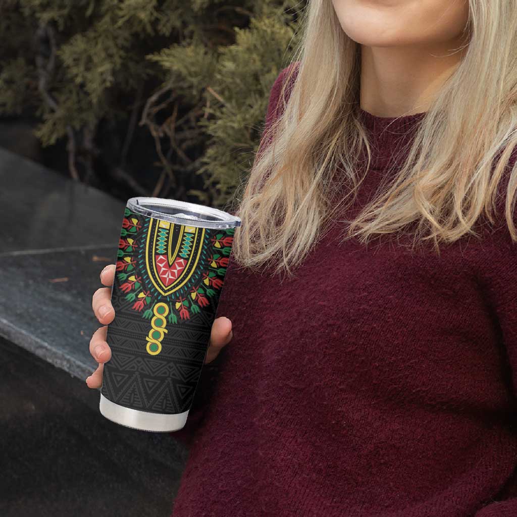 Personalized Hibiscus Mix Dashiki African Pattern Tumbler Cup Adinkra Symbol - Wonder Print Shop