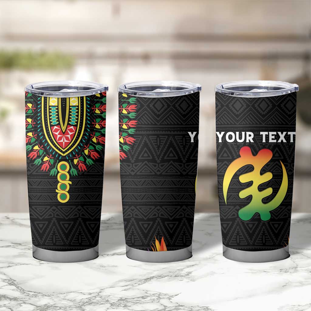 Personalized Hibiscus Mix Dashiki African Pattern Tumbler Cup Adinkra Symbol - Wonder Print Shop