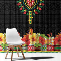 Hibiscus Mix Dashiki African Pattern Window Curtain Adinkra Symbol - Wonder Print Shop