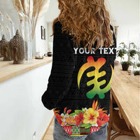 Personalized Hibiscus Mix Dashiki African Pattern Women Casual Shirt Adinkra Symbol - Wonder Print Shop