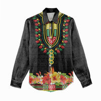 Personalized Hibiscus Mix Dashiki African Pattern Women Casual Shirt Adinkra Symbol - Wonder Print Shop