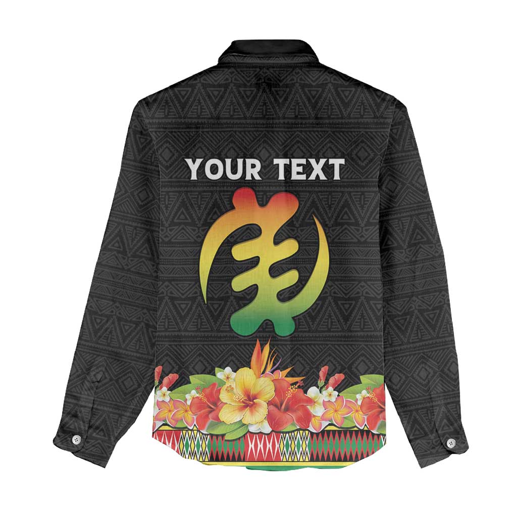 Personalized Hibiscus Mix Dashiki African Pattern Women Casual Shirt Adinkra Symbol - Wonder Print Shop