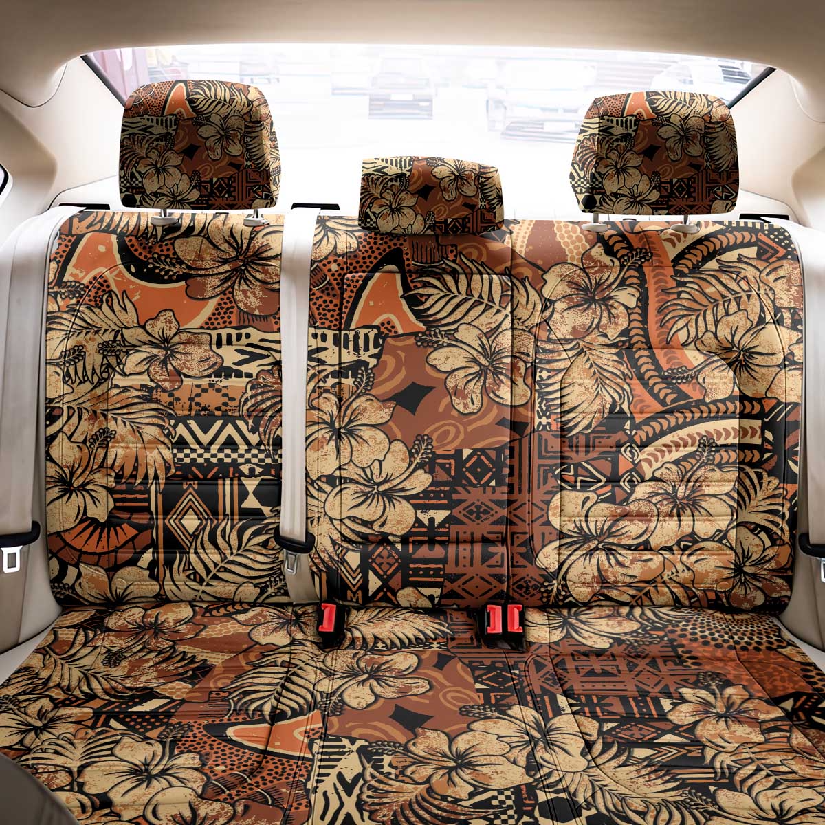 Hibiscus Mix African Pattern Back Car Seat Cover - Wonder Print Shop