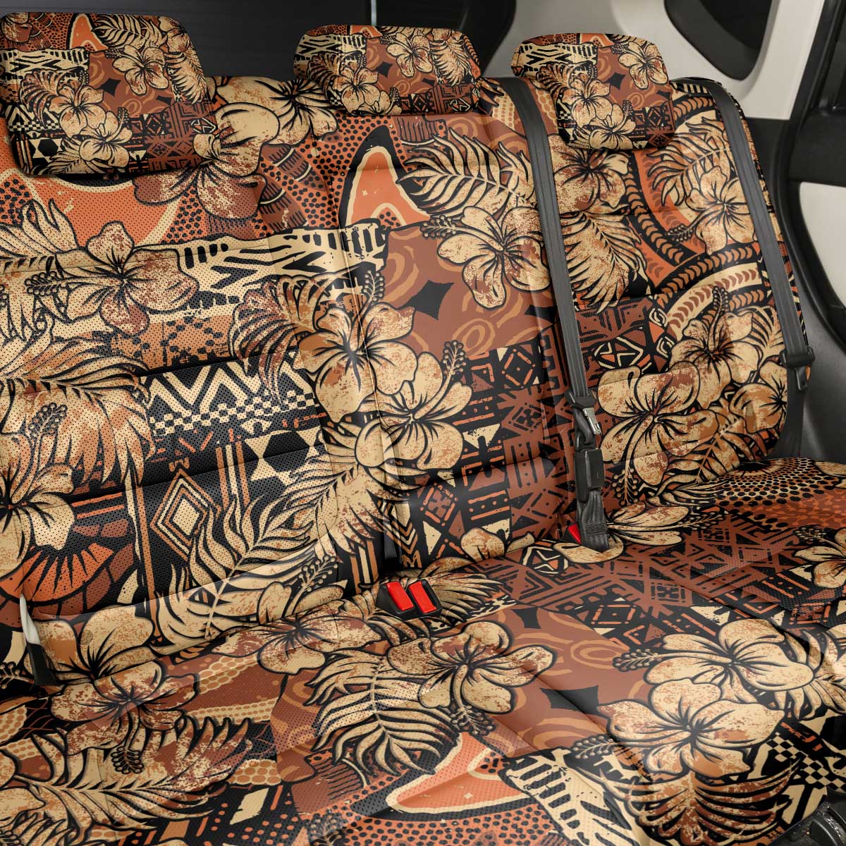 Hibiscus Mix African Pattern Back Car Seat Cover - Wonder Print Shop