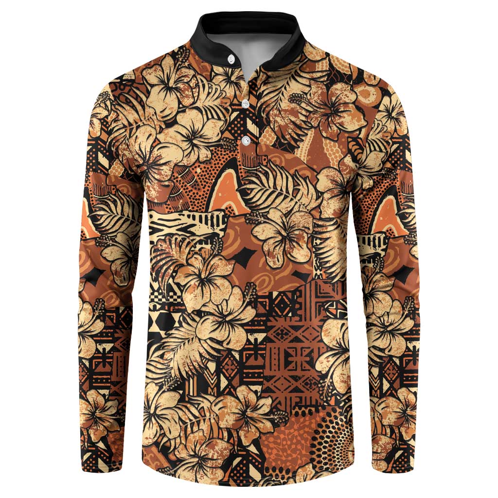 Hibiscus Mix African Pattern Button Sweatshirt - Wonder Print Shop