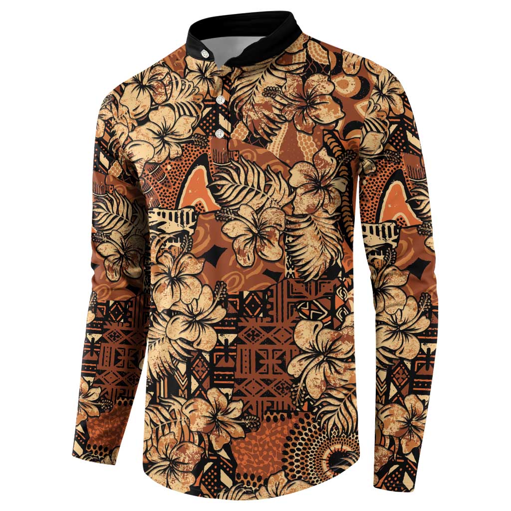 Hibiscus Mix African Pattern Button Sweatshirt - Wonder Print Shop