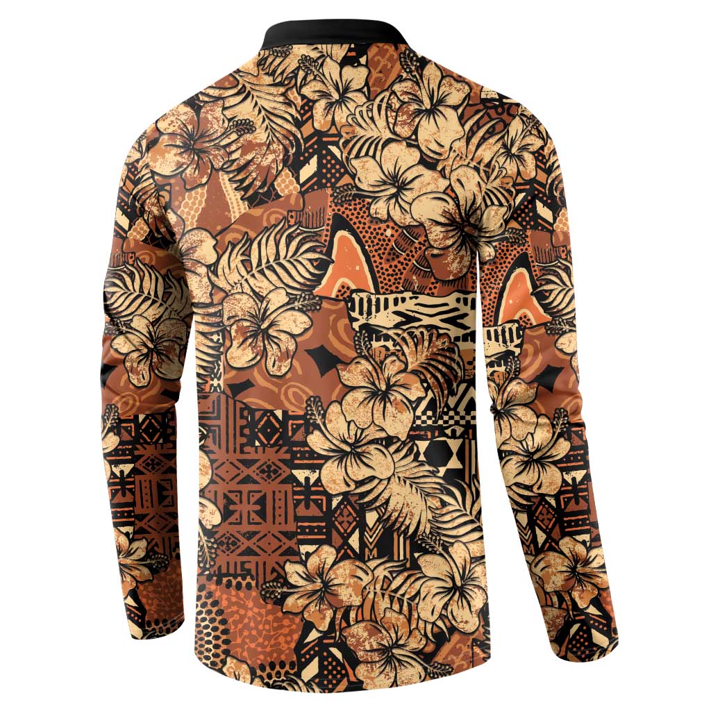 Hibiscus Mix African Pattern Button Sweatshirt - Wonder Print Shop