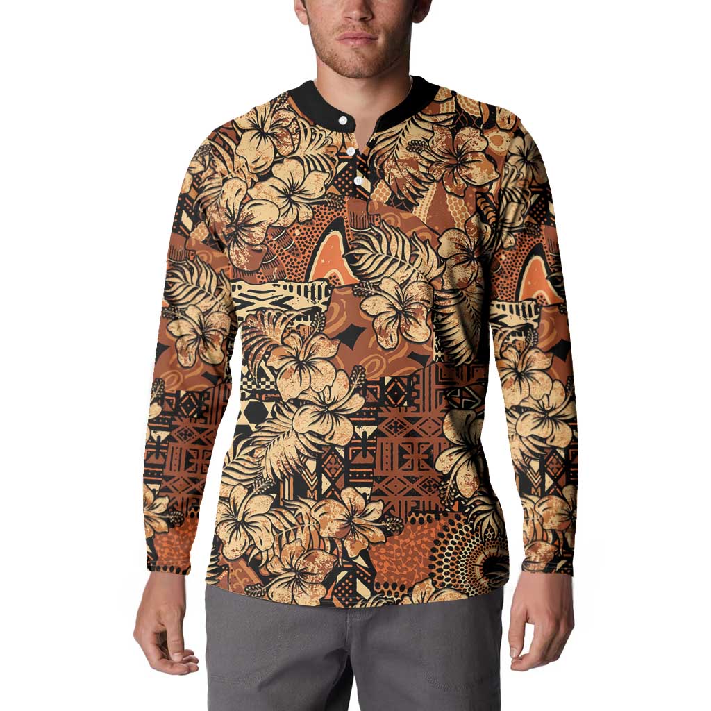 Hibiscus Mix African Pattern Button Sweatshirt - Wonder Print Shop