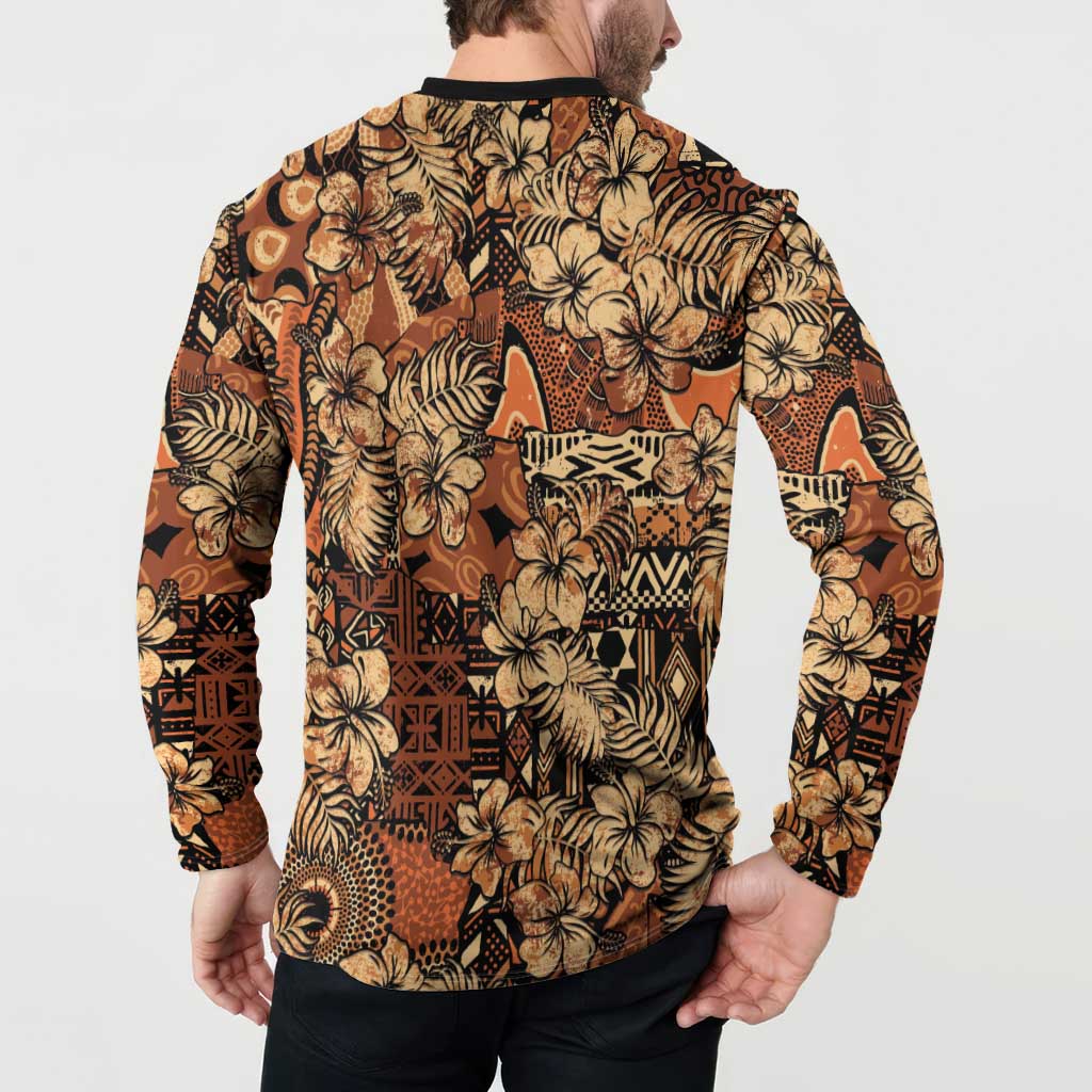 Hibiscus Mix African Pattern Button Sweatshirt - Wonder Print Shop