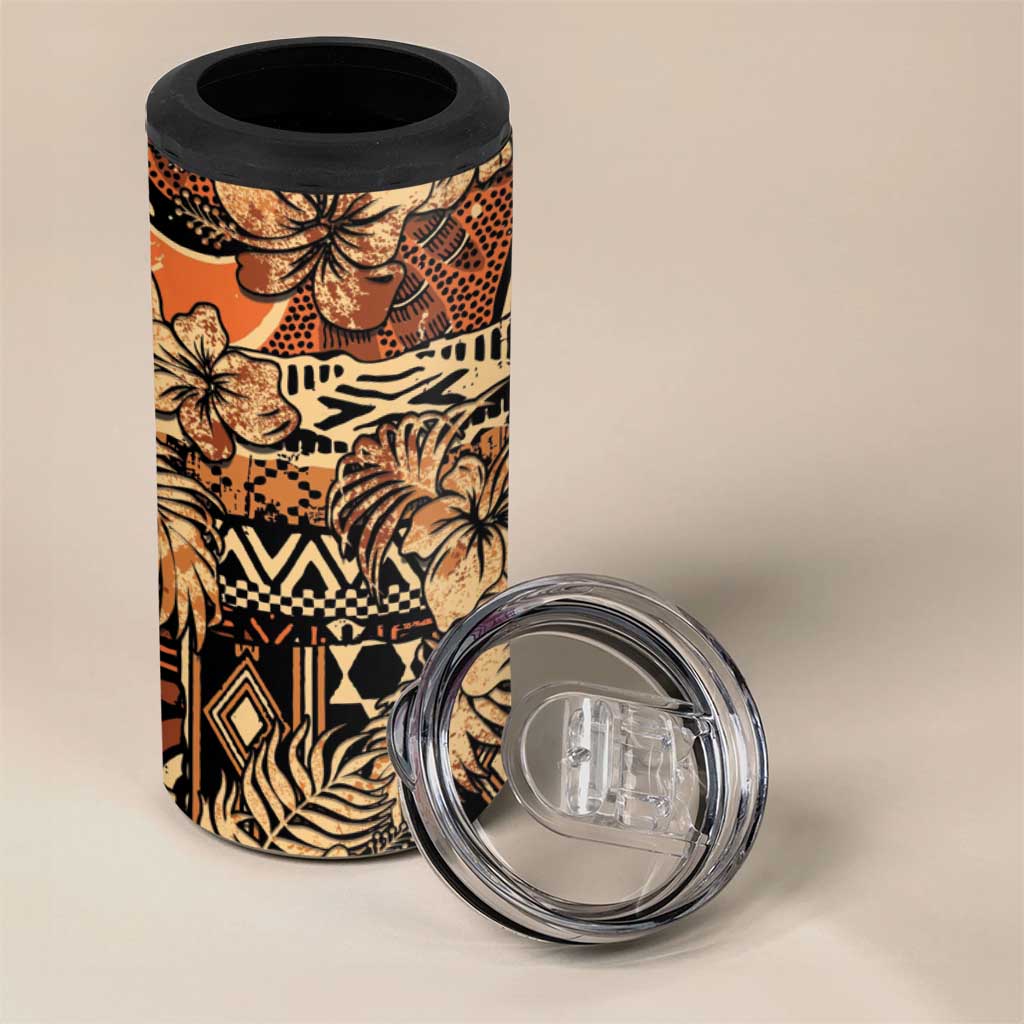 Hibiscus Mix African Pattern 4 in 1 Can Cooler Tumbler - Wonder Print Shop