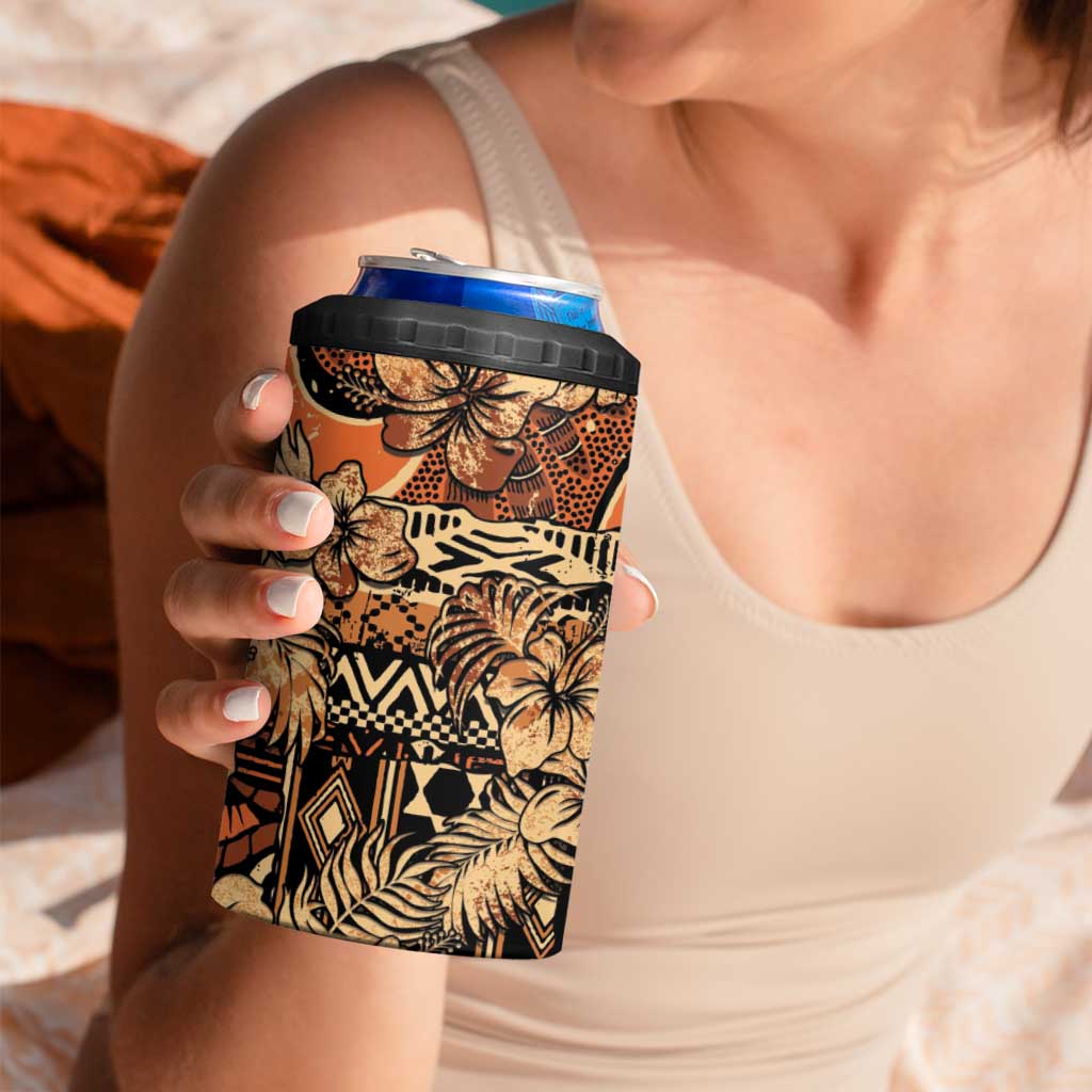 Hibiscus Mix African Pattern 4 in 1 Can Cooler Tumbler - Wonder Print Shop
