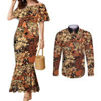 Hibiscus Mix African Pattern Couples Matching Mermaid Dress and Long Sleeve Button Shirt - Wonder Print Shop