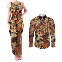 Hibiscus Mix African Pattern Couples Matching Tank Maxi Dress and Long Sleeve Button Shirt - Wonder Print Shop