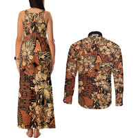 Hibiscus Mix African Pattern Couples Matching Tank Maxi Dress and Long Sleeve Button Shirt - Wonder Print Shop