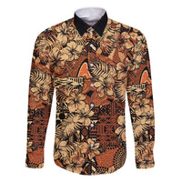 Hibiscus Mix African Pattern Family Matching Long Sleeve Bodycon Dress and Hawaiian Shirt - Wonder Print Shop