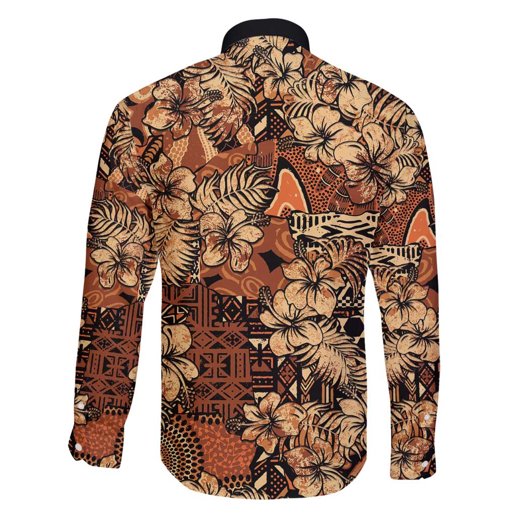 Hibiscus Mix African Pattern Family Matching Long Sleeve Bodycon Dress and Hawaiian Shirt - Wonder Print Shop