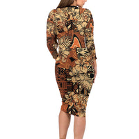 Hibiscus Mix African Pattern Family Matching Long Sleeve Bodycon Dress and Hawaiian Shirt - Wonder Print Shop