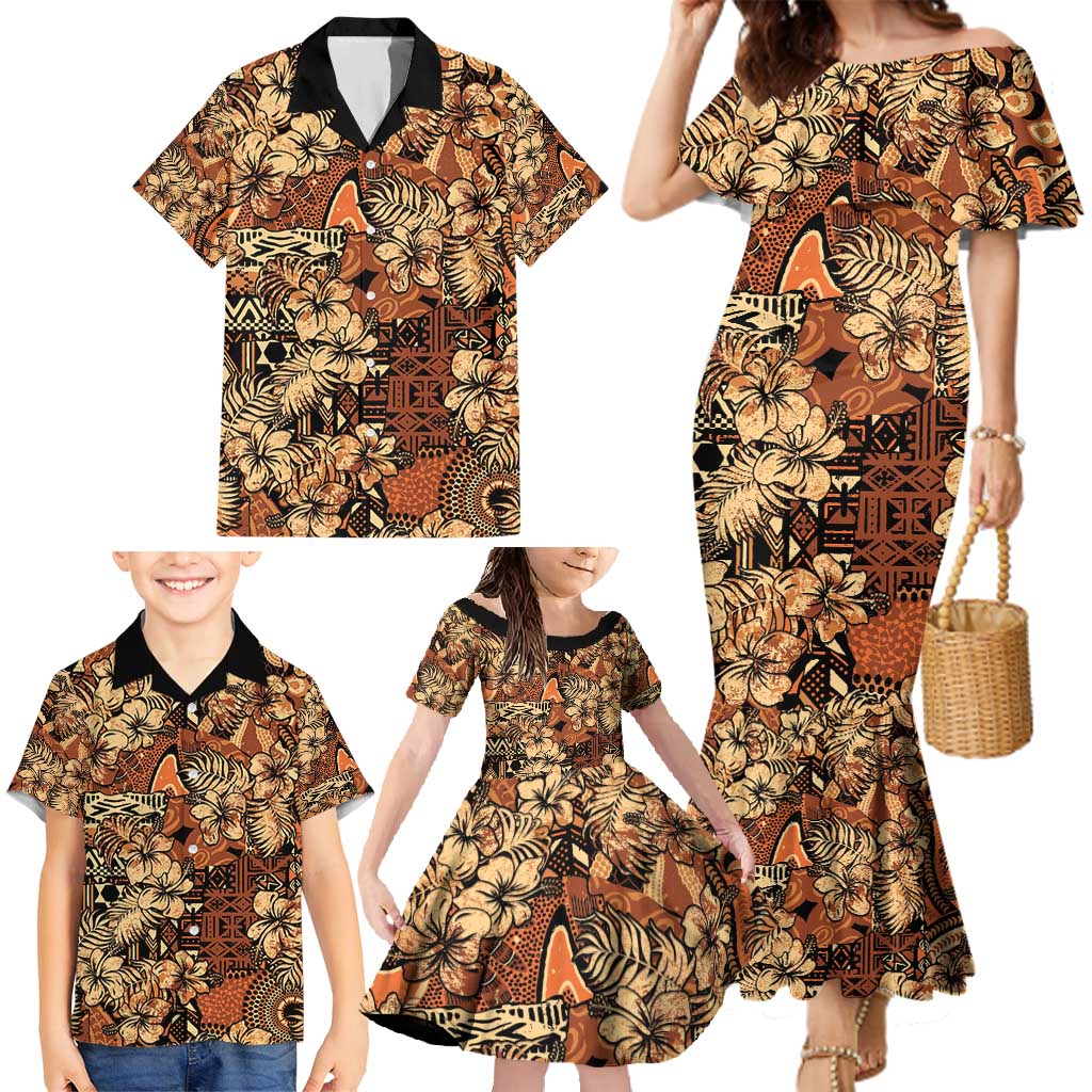 Hibiscus Mix African Pattern Family Matching Mermaid Dress and Hawaiian Shirt - Wonder Print Shop