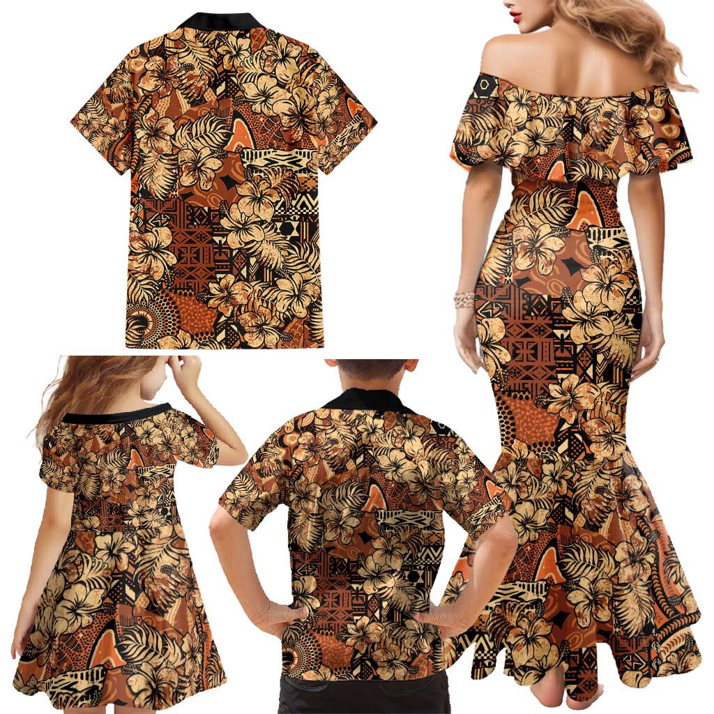 Hibiscus Mix African Pattern Family Matching Mermaid Dress and Hawaiian Shirt - Wonder Print Shop