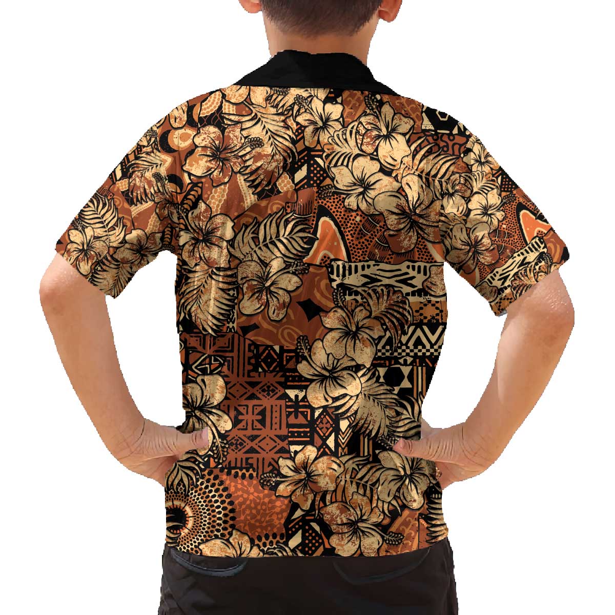 Hibiscus Mix African Pattern Family Matching Off The Shoulder Long Sleeve Dress and Hawaiian Shirt - Wonder Print Shop