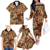 Hibiscus Mix African Pattern Family Matching Off The Shoulder Long Sleeve Dress and Hawaiian Shirt - Wonder Print Shop