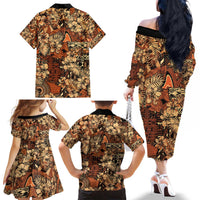 Hibiscus Mix African Pattern Family Matching Off The Shoulder Long Sleeve Dress and Hawaiian Shirt - Wonder Print Shop