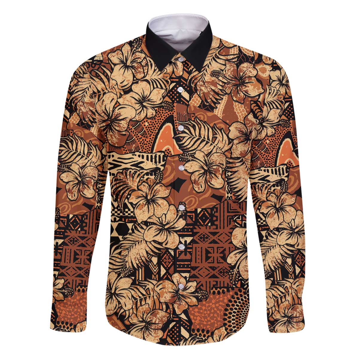 Hibiscus Mix African Pattern Family Matching Off The Shoulder Long Sleeve Dress and Hawaiian Shirt - Wonder Print Shop