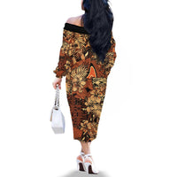 Hibiscus Mix African Pattern Family Matching Off The Shoulder Long Sleeve Dress and Hawaiian Shirt - Wonder Print Shop
