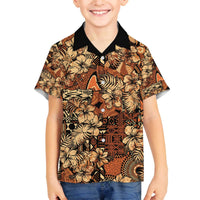Hibiscus Mix African Pattern Family Matching Off The Shoulder Long Sleeve Dress and Hawaiian Shirt - Wonder Print Shop
