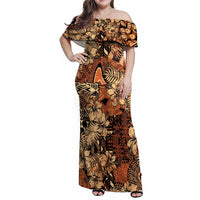 Hibiscus Mix African Pattern Family Matching Off Shoulder Maxi Dress and Hawaiian Shirt - Wonder Print Shop