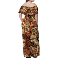 Hibiscus Mix African Pattern Family Matching Off Shoulder Maxi Dress and Hawaiian Shirt - Wonder Print Shop