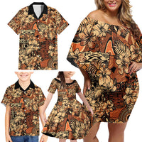 Hibiscus Mix African Pattern Family Matching Off Shoulder Short Dress and Hawaiian Shirt - Wonder Print Shop
