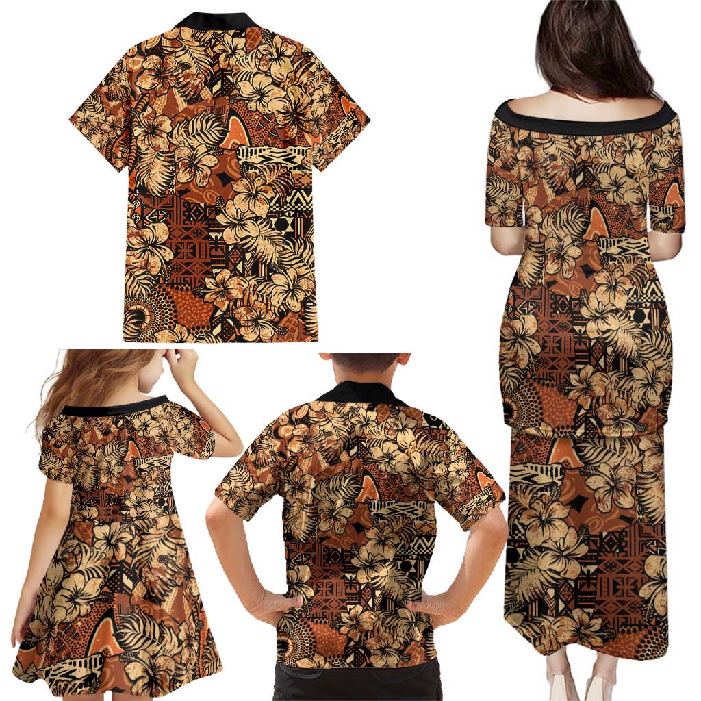 Hibiscus Mix African Pattern Family Matching Puletasi and Hawaiian Shirt - Wonder Print Shop