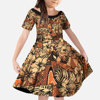 Hibiscus Mix African Pattern Family Matching Short Sleeve Bodycon Dress and Hawaiian Shirt - Wonder Print Shop